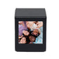 Black textured photo card storage box with front photo window