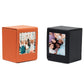 Two-tone set: orange and black photo display storage boxes with front window