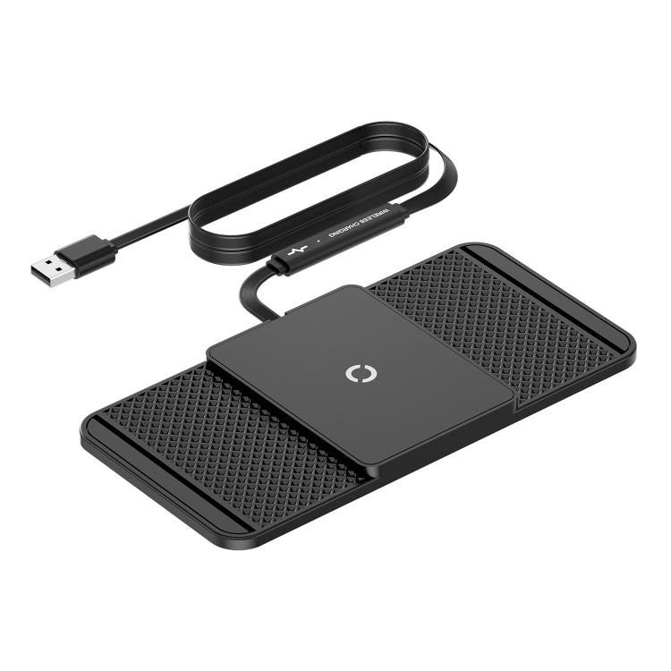 Wireless car charger pad with anti-slip texture and dark charging center panel