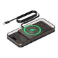 Wireless car charger pad with anti-slip texture, phone on top, green charging ring