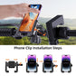 Phone clip installation on a handlebar phone holder with a mounted smartphone