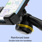Black handlebar phone mount with reinforced base and rotating support arm