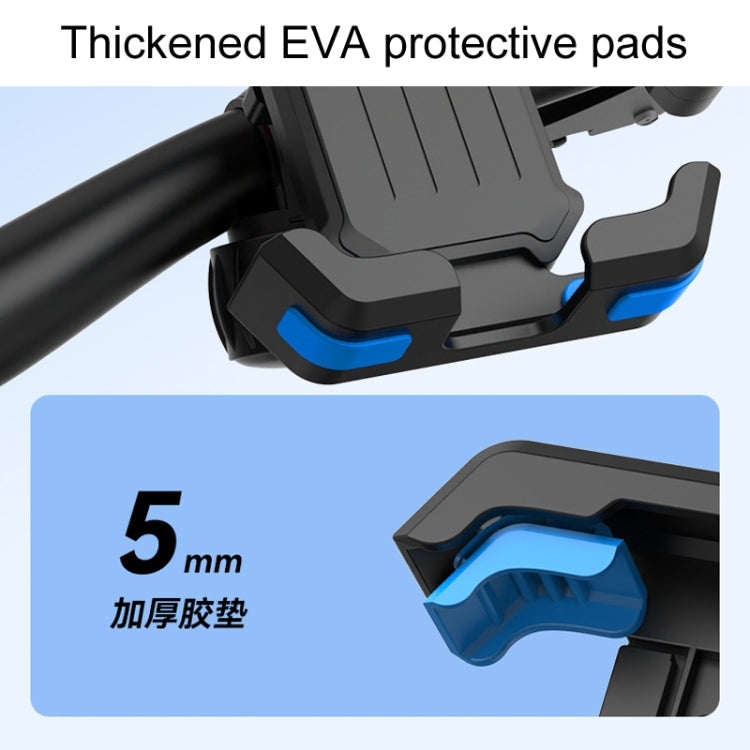 Black phone holder with thick EVA protective pads and blue accent inserts