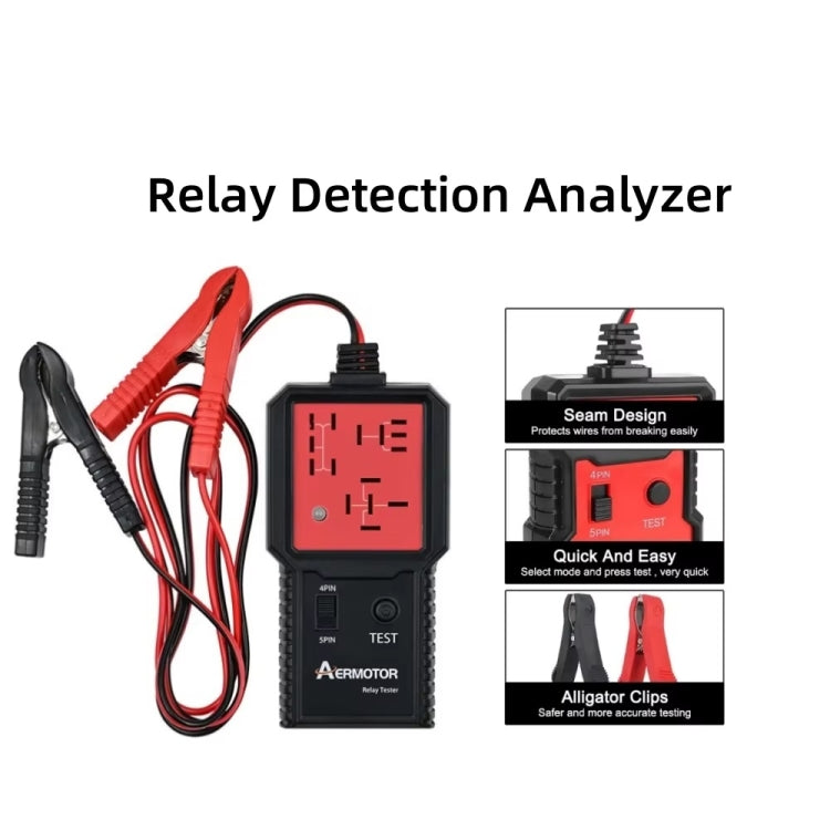 AERMOTOR relay detection analyzer tester with red and black alligator clips