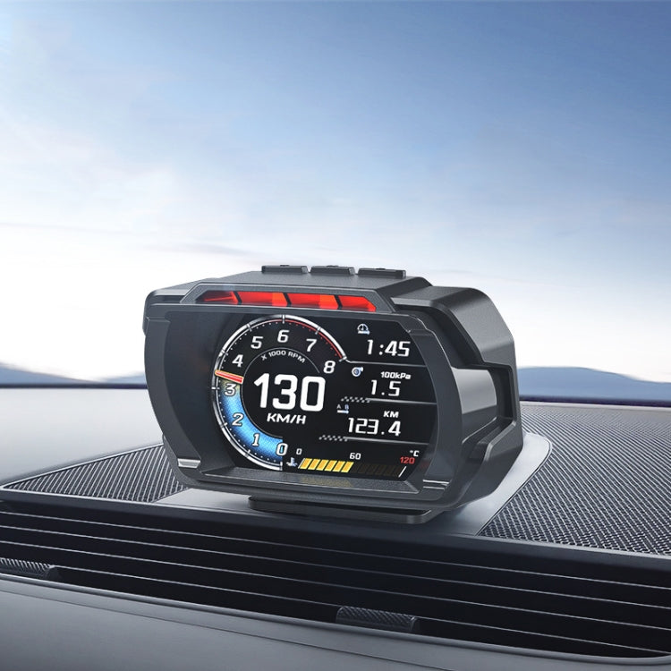 HUD LCD speedometer display, black housing, shows 130 km/h on the dashboard