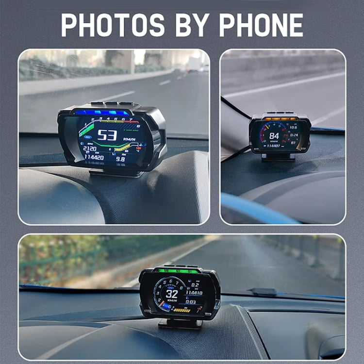 OBD HUD mileage speedometer display mounted on dashboard showing speed readouts