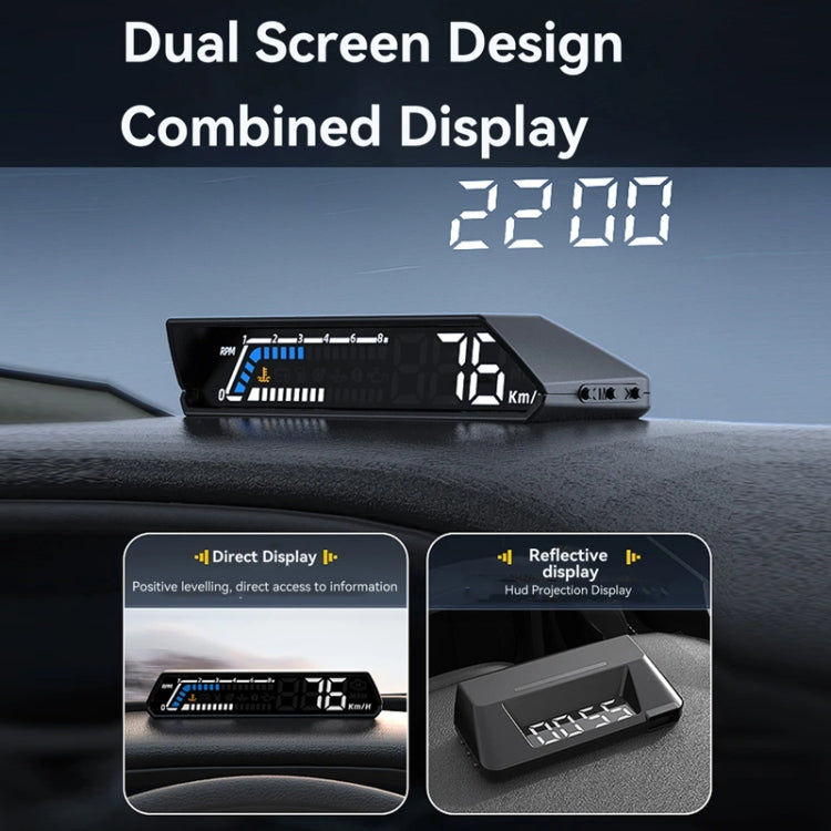 HUD dual-screen design with combined numeric speed readout and reflective display