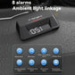 Black HUD unit with flash-light window and alarm indicator icons for vehicle metrics