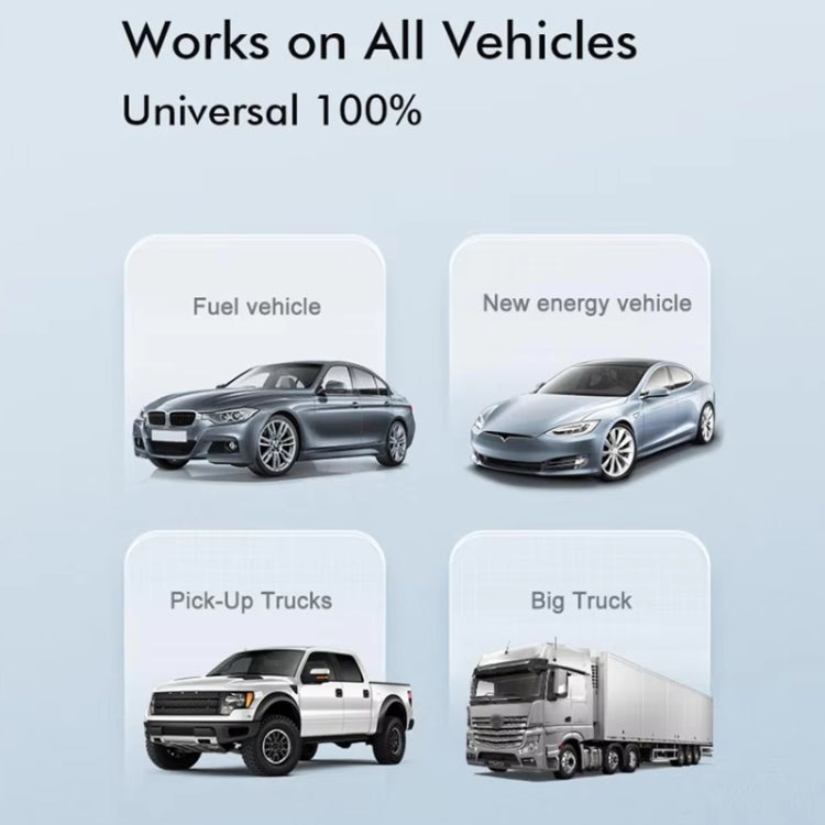 Universal vehicle compatibility graphic with four vehicle icons