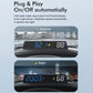 Black head-up display meter on dashboard with blue daylight and night numbers