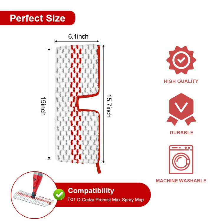 Microfiber mop refill pad with red and white pattern, approx. 6.1 in x 15.1 in