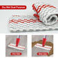 Microfiber mop refill pad, white with red stripe pattern, rolled and ready to use