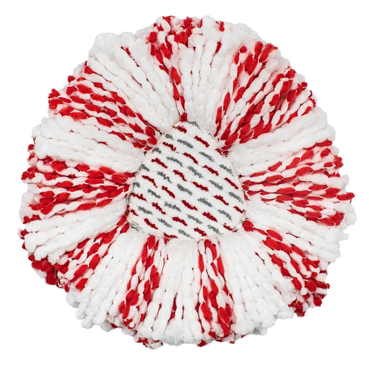 Microfiber spin mop replacement pad, white with red striped microfiber loops