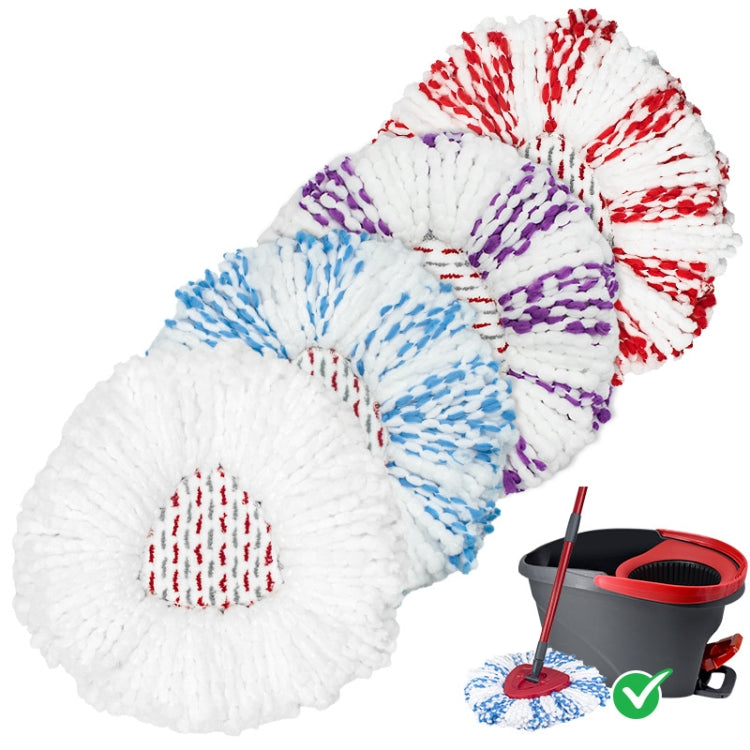 Microfiber spin mop replacement pad, white with blue and red striped microfiber