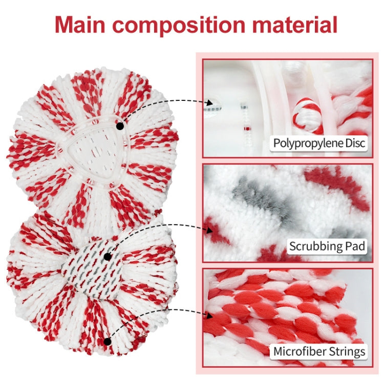 Microfiber spin mop replacement pad, white with red striped microfiber loops