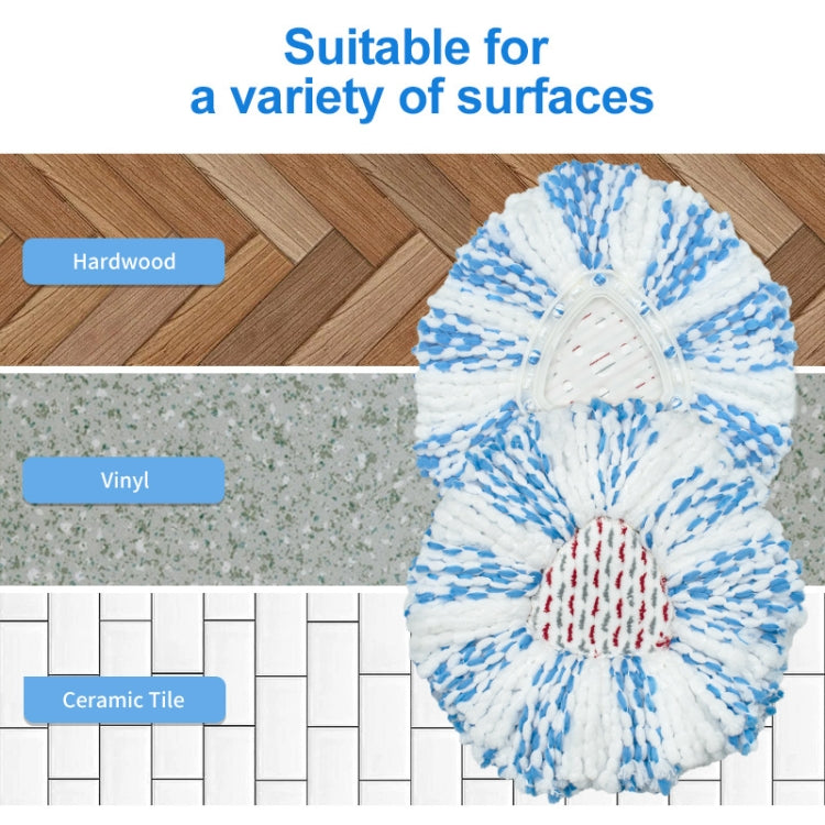 Microfiber spin mop replacement pad, white with blue striped microfiber loops