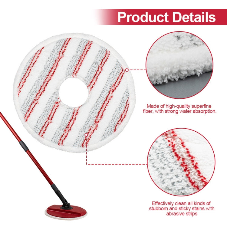 Round red-striped microfiber mop refill pad cover with textured pile detail and center hole