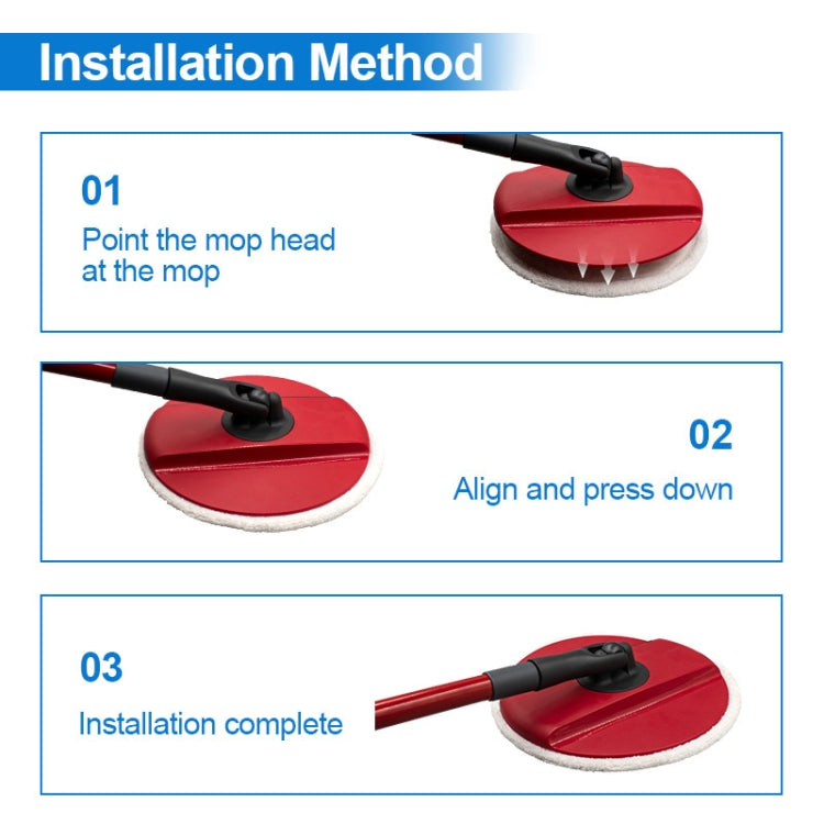 Round microfiber mop refill pad cover in use, shown during installation on mop head