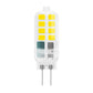 G4 LED halogen bead bulb with clear cover showing yellow LED chips and two pins