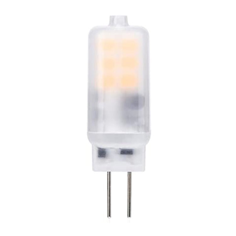 G4 LED halogen bead bulb with warm-lit LED core under translucent cover, two pins