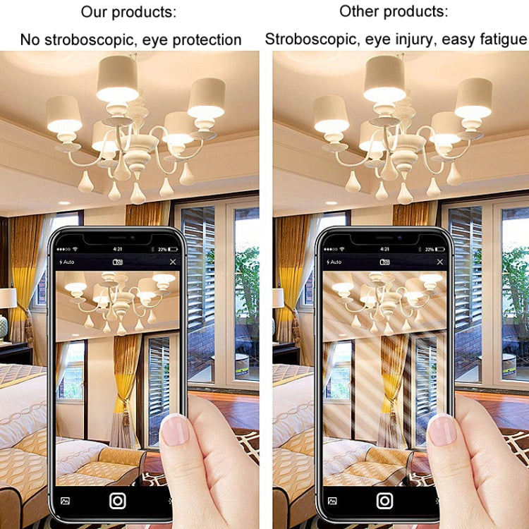 Flicker-free G4 LED bulb comparison graphic vs stroboscopic eye-injury option
