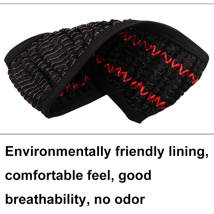 Black steering wheel cover with red zigzag stitching, ribbed texture, curved fit