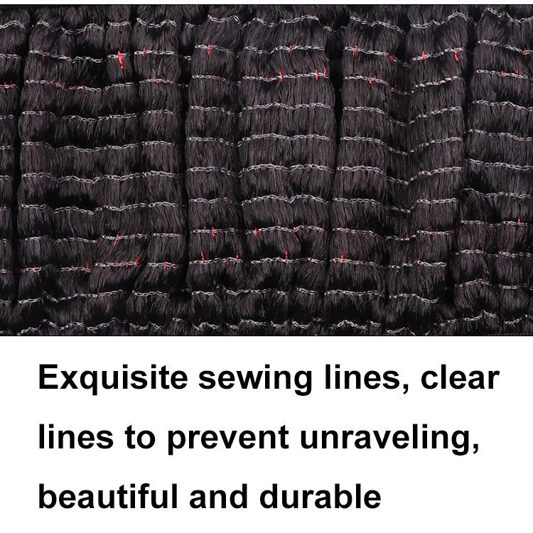 Close-up of black woven steering wheel cover fabric with red accent stitching