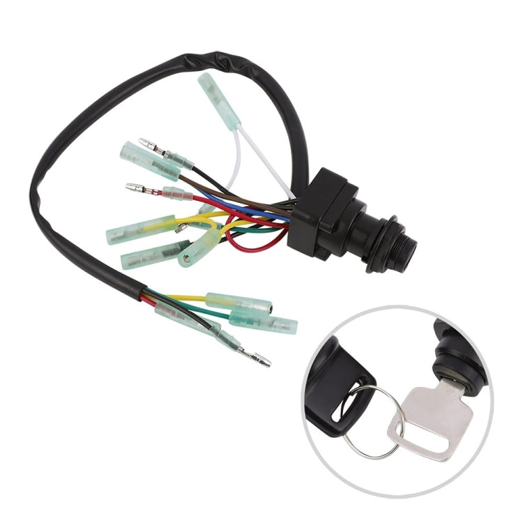 Yamaha outboard key switch wiring harness with black connector and two keys