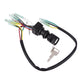 Yamaha outboard key switch with key cylinder, black housing, and multi-wire terminals