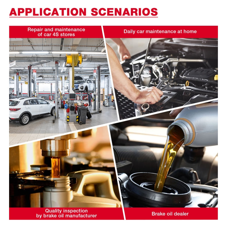 Brake fluid testing application scenarios graphic for repair and maintenance use