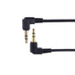 Elbow 3.5mm audio cable connectors, black plugs with gold-ringed tips