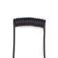 Black spring-wrapped section of 3.5mm stereo audio cable