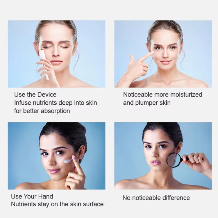 White eye massager wand near eye and cheek for targeted treatment