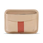 Car-mounted storage bag, beige faux-leather with red vertical stripe and stitched edges