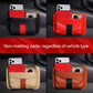 Car storage organizer pouch with smartphone pocket, black with red and white stripe