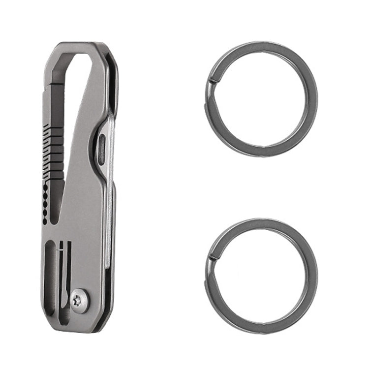 Folding mini titanium keychain knife with two circular ring attachments
