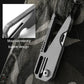 Folding mini titanium keychain knife with buckle-like loop and long finger slot