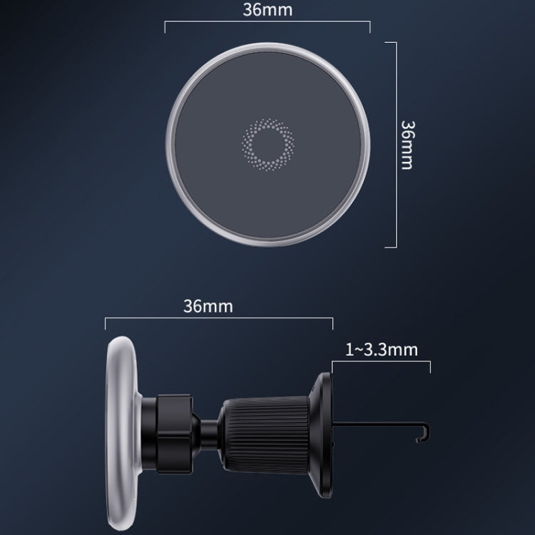 Car ring-light magnetic phone holder with size markings and vent-grip mount