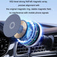 Car magnetic phone holder with bright blue ring light on a dashboard air vent