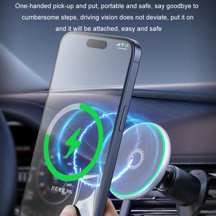 Car magnetic phone holder with blue ring light and simple one-hand attachment