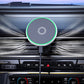Car magnetic phone holder with green ring light mounted on dashboard air vents