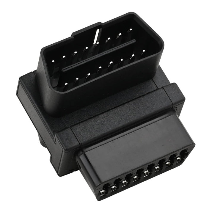 OBD-II 16-pin extension adapter plug showing two exposed 16-contact openings