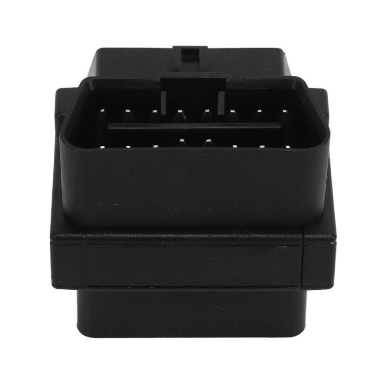 Black OBD-II 16-pin adapter plug with open connector socket