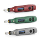 Mini electric grinder pen in red, green, and gray with metal chuck