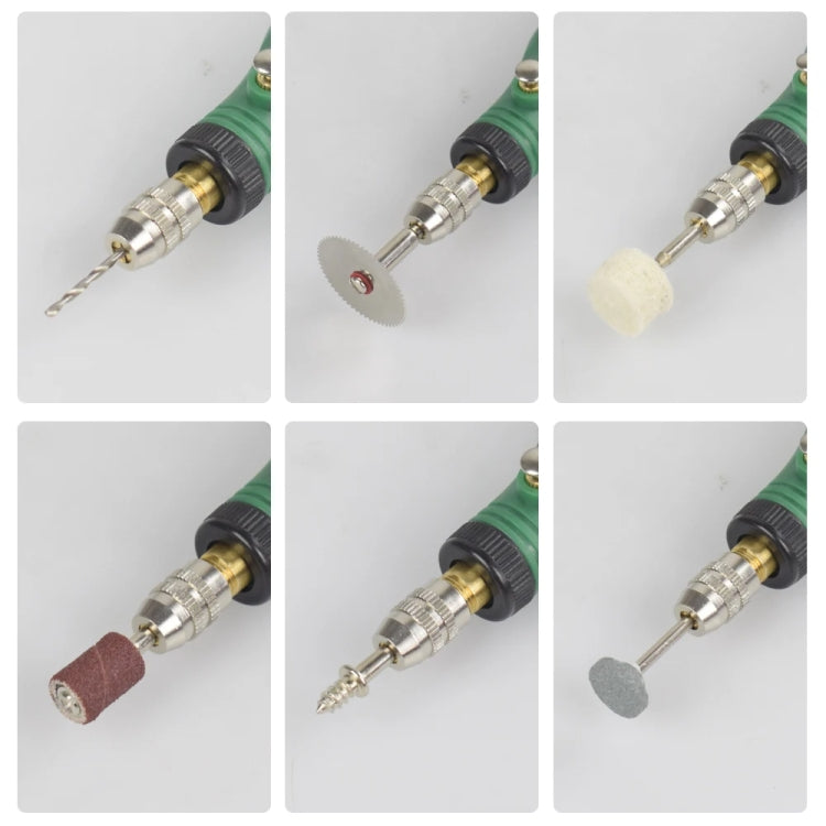 Green mini electric grinder pen with different sanding and carving bits