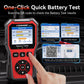 KONNWEI KW331 battery tester with one-click QR battery test interface on screen