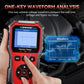 KONNWEI KW331 battery tester with waveform analysis screen and test buttons