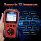 KONNWEI KW331 battery tester with language selection menu on the display