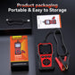 KONNWEI KW331 portable battery tester with USB cable, clamps, and box