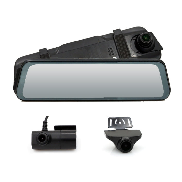Rearview mirror dashcam with built-in screen and dual external camera modules